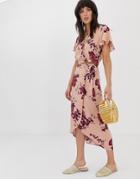 Band Of Gypsies Wrap Skirt Two-piece In Floral Print-pink