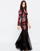 Forever Unique Emma Maxi Dress With Floral Sequins - Floral Sequin