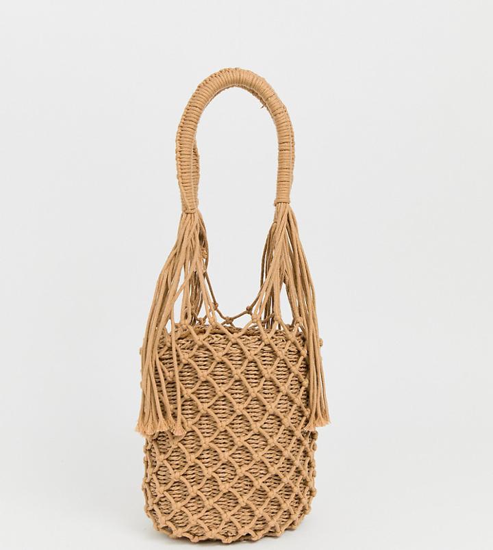 My Accessories London Exclusive Woven Straw Shoulder Bag - Beige