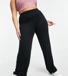 Flounce London Plus Basic High Waisted Wide Leg Pants In Black