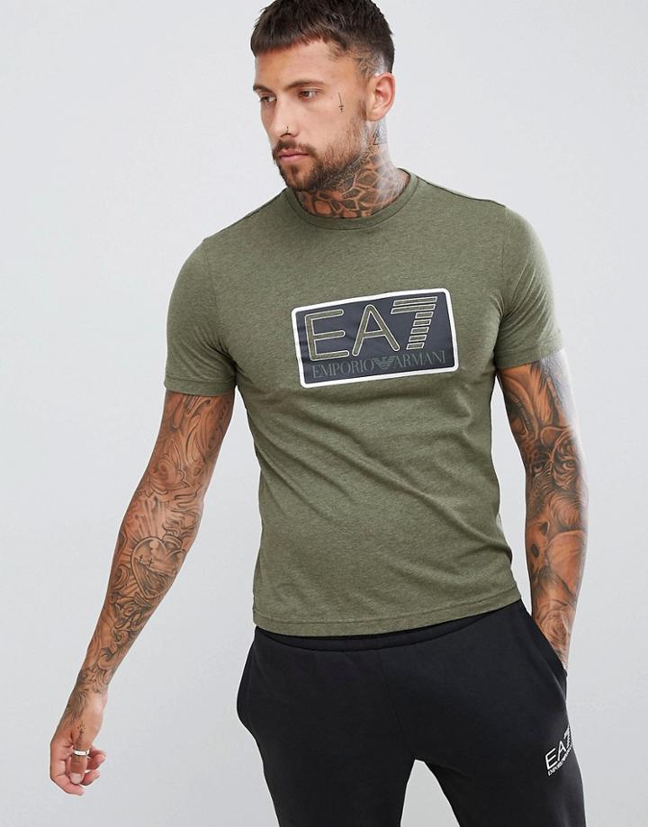 Ea7 Visibility Logo T-shirt In Khaki - Green
