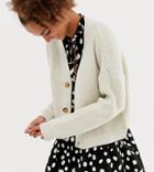Collusion Boxy Cropped Cardigan - Brown