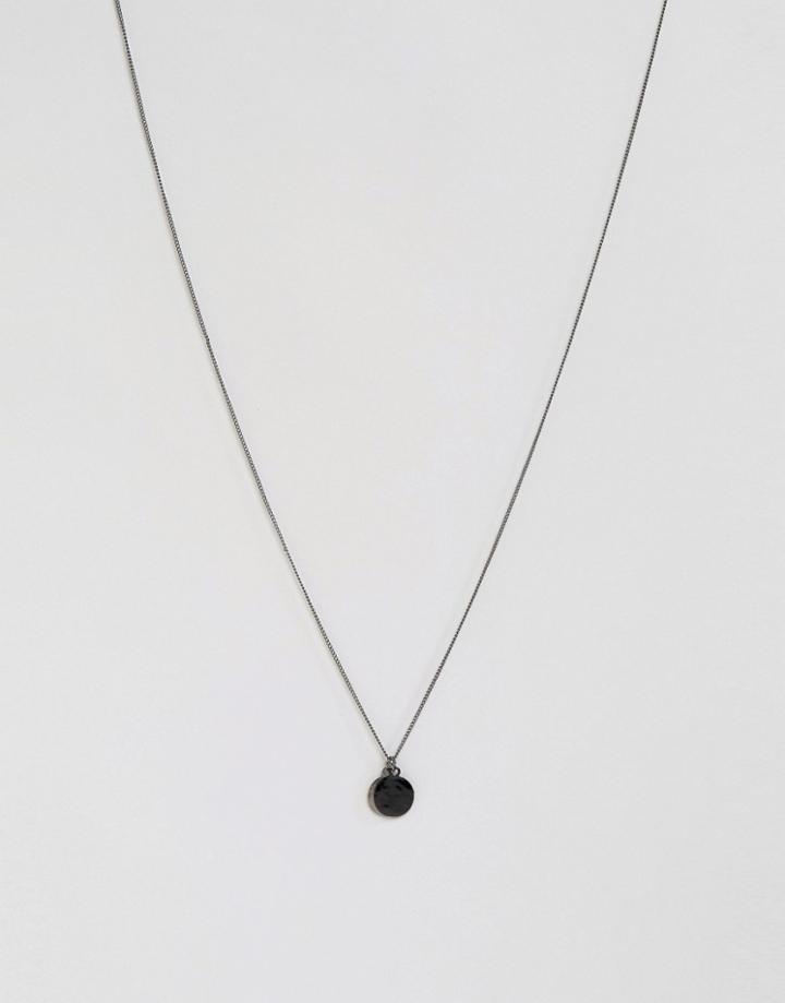 Asos Circle Dogtag Necklace - Black
