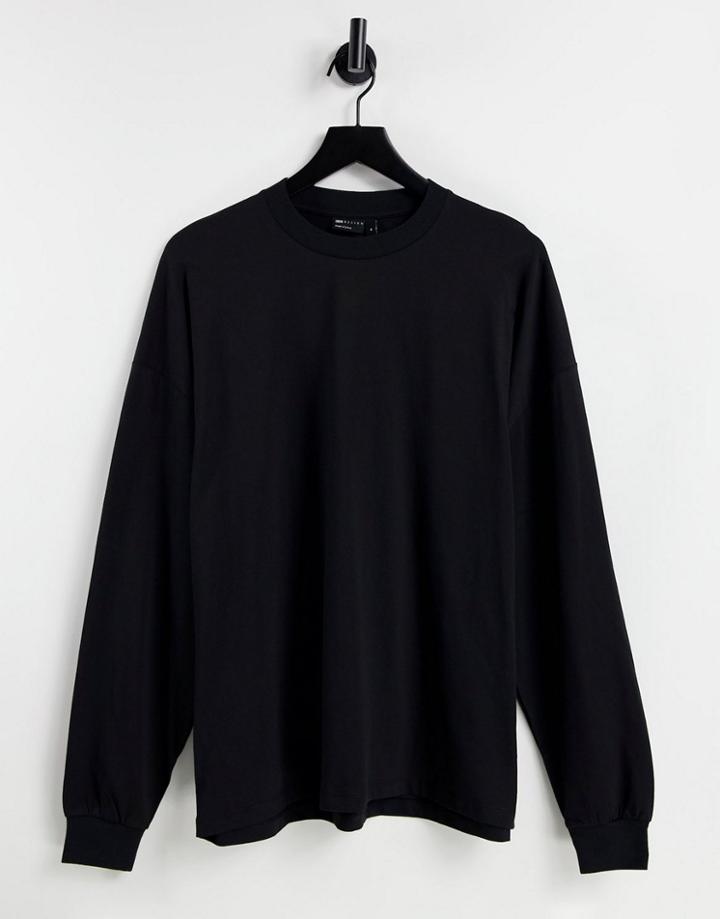 Asos Design Oversized Long Sleeve T-shirt-black