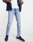 Asos Design Cone Mill Denim Stretch Slim Fit 'american Classic' Jeans In 90's Mid Wash-blue