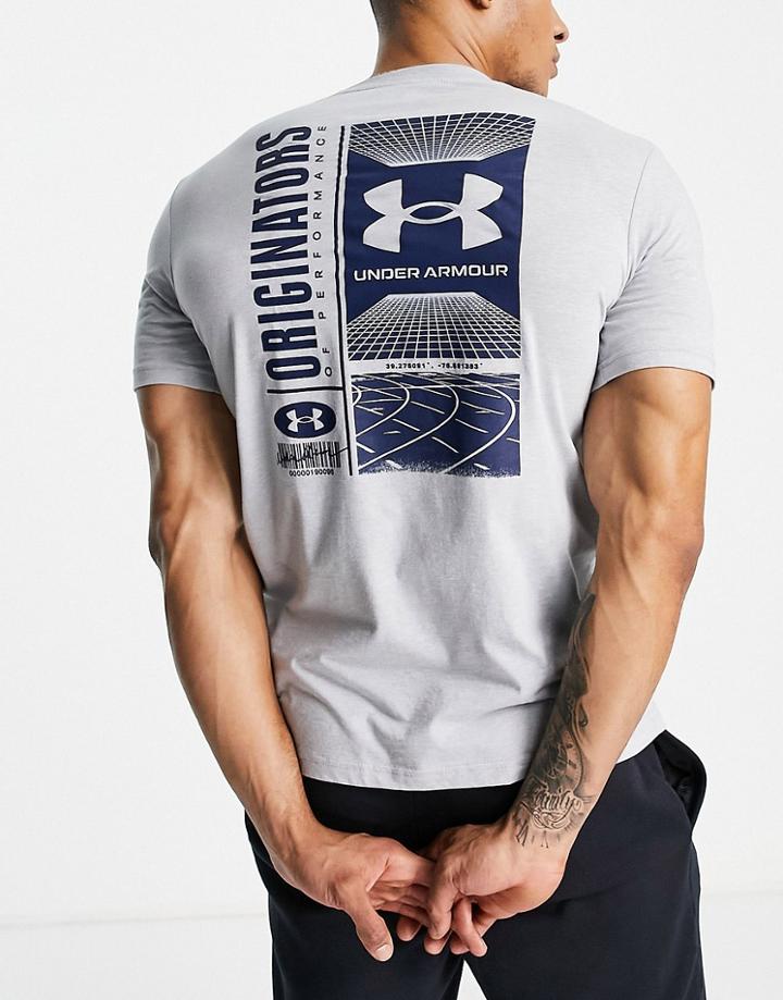 Under Armour Training T-shirt With Backprint In Gray