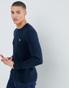 Abercrombie & Fitch Core Icon Logo Crew Neck Knit Sweater In Navy - Navy