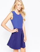Closet Dress With Pleat Front Skirt - Blue
