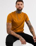 Asos Design T-shirt With Crew Neck In Orange-brown