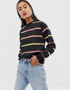 Asos Design Neon Stripe T-shirt With Long Sleeves. - Multi