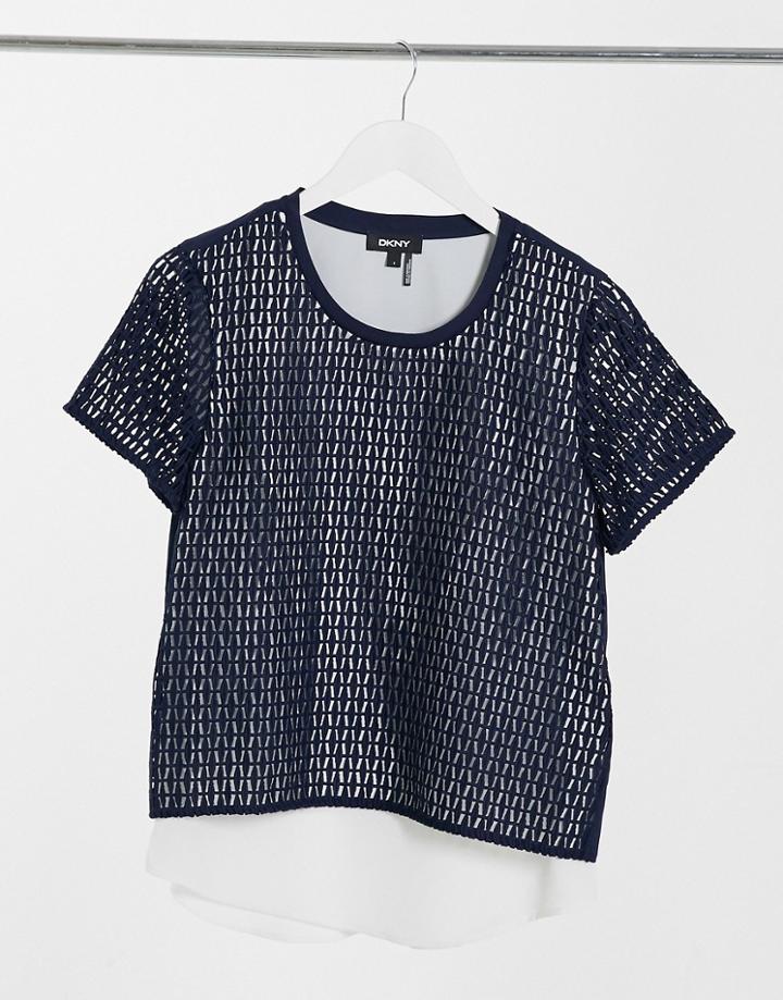 Dkny Mixed Media Top-white
