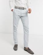 Asos Design Wedding Skinny Suit Pants In Stretch Cotton Linen In Blue And White Stripe-blues