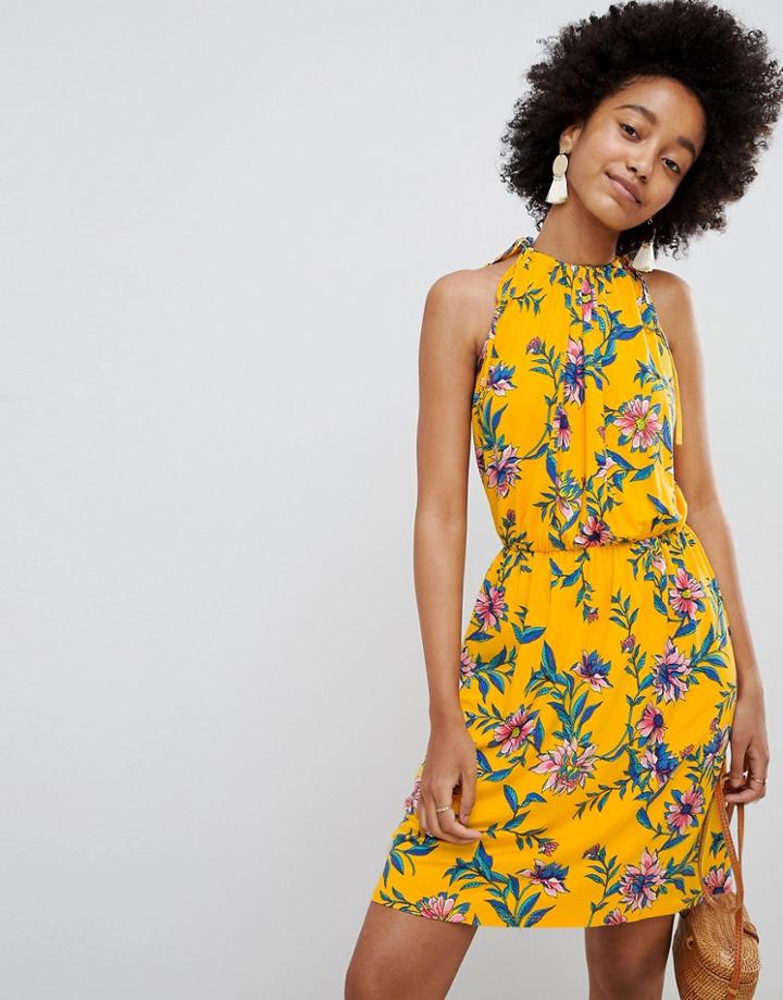 Asos Design Mini Drapey Sundress In Floral Print - Multi