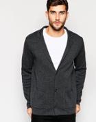 Asos Knitted Blazer In Charcoal - Charcoal