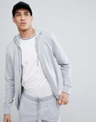 Gio Goi Zip Thru Hoodie In Gray Marl - Gray