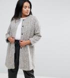 Elvi Woolen Collarless Coat - Cream