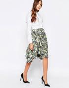 Mela Loves London Floral Handkerchief Skirt With Asymmetric Hem - Multi
