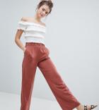 Monki Super Soft Wide Leg Pants In Rusty Orange - Brown