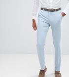 Asos Tall Wedding Skinny Suit Pants In Soft Blue Cross Hatch - Blue