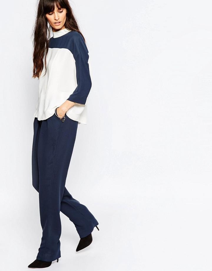 Just Female Gibbs Loose Pant In Blue - Blue