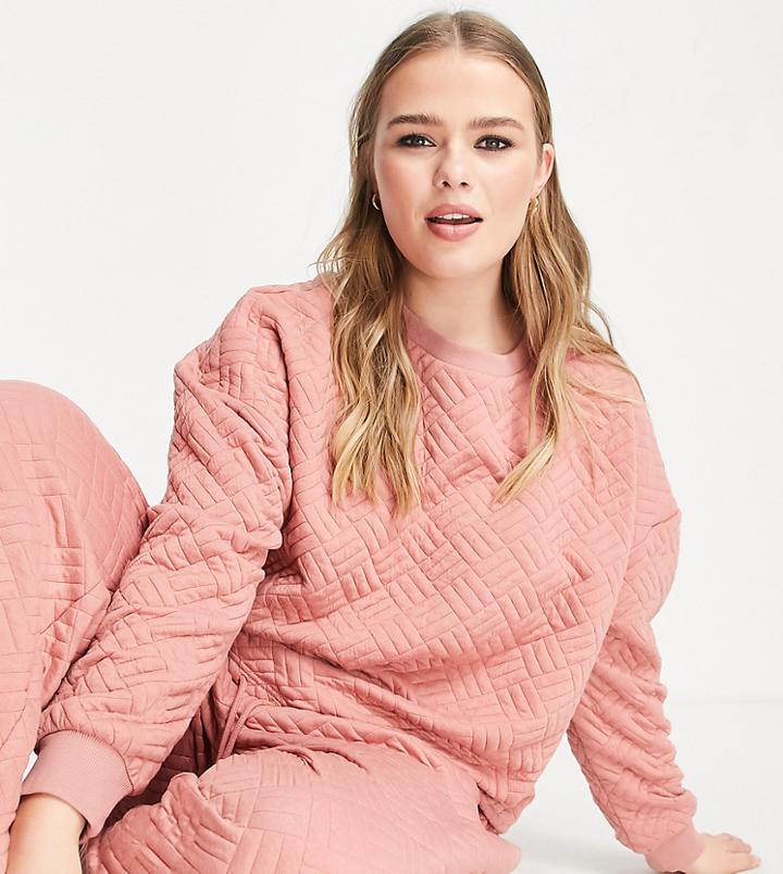 Only Plus Sweatshirt With Drawstring Waist In Pink