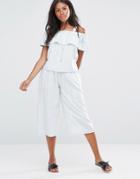 Amy Lynn Chambray Tie Waist Ankle Grazers - Denim