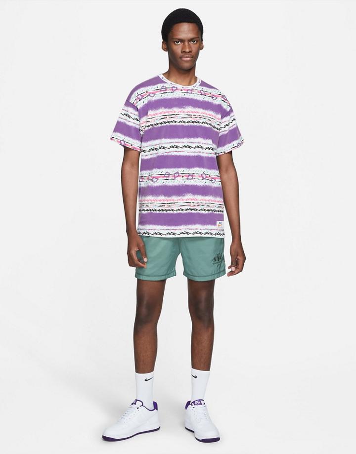 Nike Stories Pack Retro Graphic All Over Print T-shirt In Purple/multi