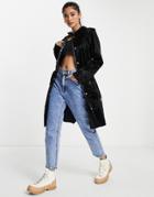 Rains 1206 Curve Trench Jacket In Velvet Black
