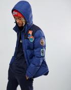 Napapijri Artic 1 Quilted Puffer Jacket With Badging In Blue - Blue