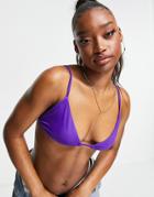 Weekday Cala Triangle Bikini Top With Tie Front In Purple