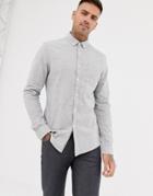Asos Design Slim Oxford Shirt In Gray Yarn Dye - Gray