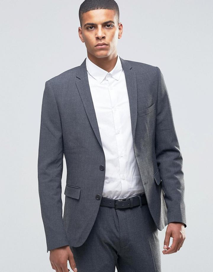 Selected Homme Suit Jacket In Super Skinny Fit - Gray