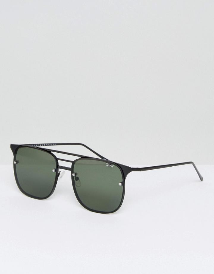 Quay Australia Hendrix Aviator Sunglasses In Black - Black