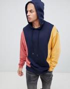 Asos Design Oversized Hoodie With Color Blocking - Navy