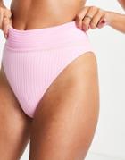 Cotton: On High Waisted Cheeky Bikini Bottoms Set In Pink