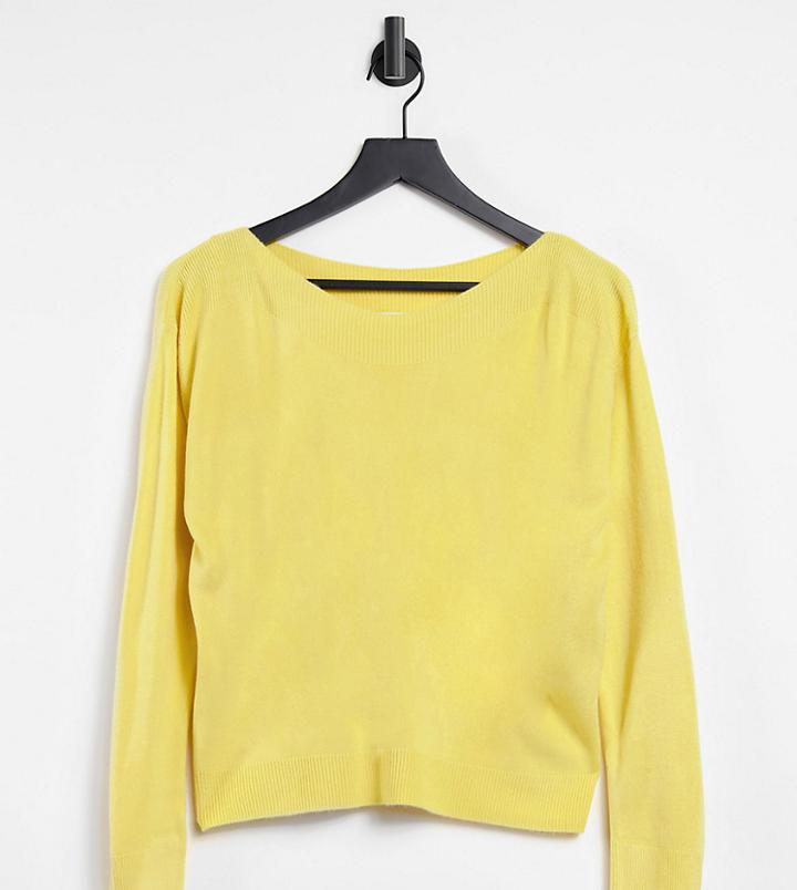 Only Petite Boatneck Sweater In Yellow-neutral