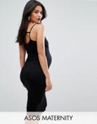 Asos Maternity Strappy Back Midi Bodycon Dress - Black