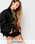 Reclaimed Vintage Oversized Bomber Jacket With Contrast Lining - Black