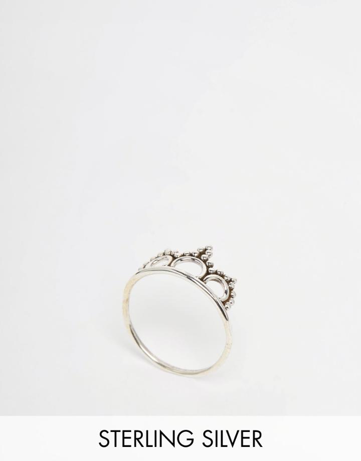 Regal Rose Laurel Sterling Silver Dotted Ring - Silver