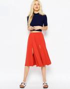 Asos Midi Skirt With Splices - Burnt Orange
