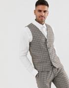 River Island Wedding Suit Vest In Brown Check