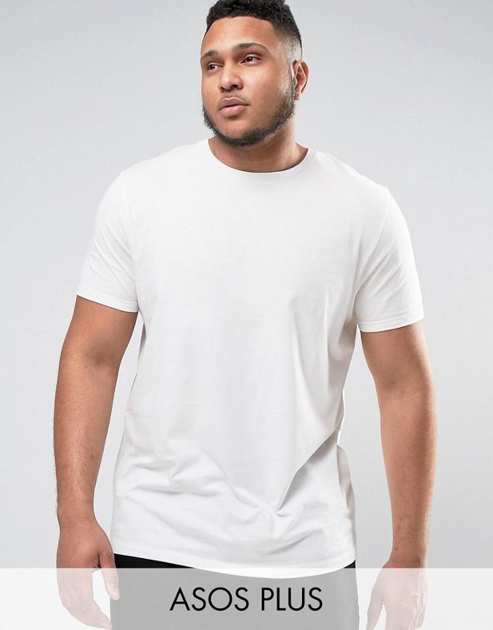 Asos Plus Super Longline T-shirt In Ecru - White