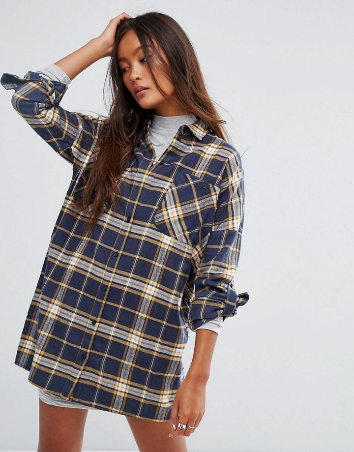 Noisy May Check Dress - Navy