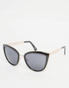 Asos Cat Eye Sunglasses With Metal Inlay And Metal Arms - Black