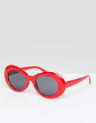 7x Oval Frame Chunky Sunglasses - Red