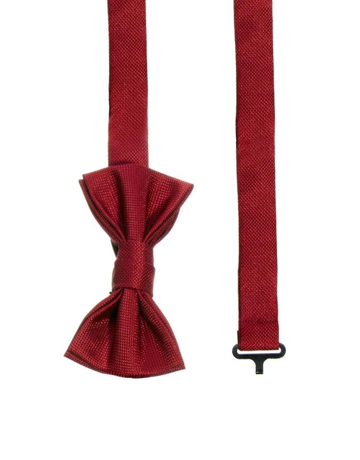 Asos Bow Tie In Burgundy