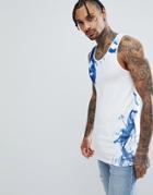 Asos Design Muscle Longline Tank With Nothing Less Spine Print - White