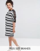 Elvi Mono Stripy Shift Dress With Lace - Multi