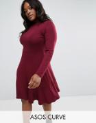 Asos Curve Frill Hem Mini Dress - Red