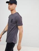 Dfnd Curved Hem T-shirt With Sleeve Tape-gray
